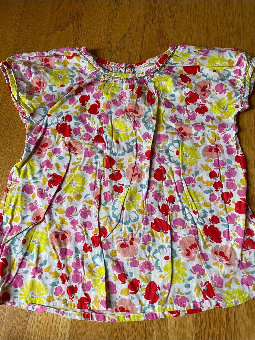 Boden Floral Short Sleeve Top - White, Red, Pink, Yellow, Light Blue
